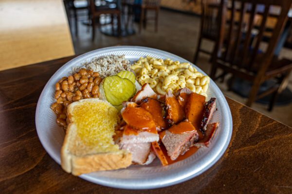 Billy Joe's BBQ in Port Neches TX two meat plate with sides