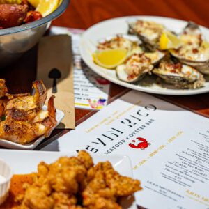 Kevin Rico Seafood Oyster Bar in Port Arthur TX menu spread of food