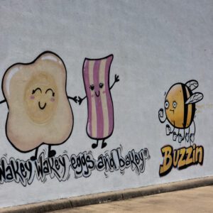 Kimmy's Cafe in Port Arthur TX outside breakfast mural