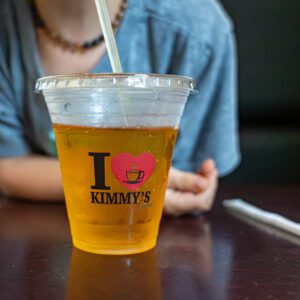 Kimmy's Cafe in Port Arthur TX apple juice in branded cup