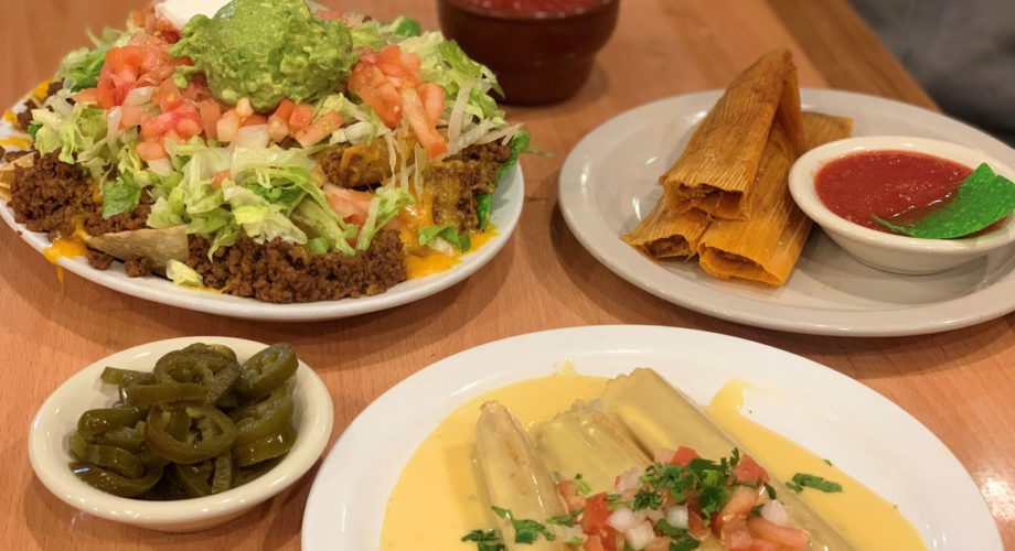 tamales, nachos and salsa at a mexican restaurant in port arthur