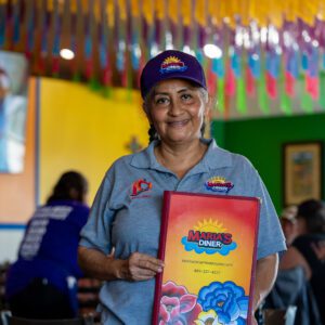 Marias Diner in Nederland and Groves TX Maria with her menus