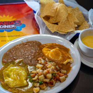 Marias Diner in Nederland and Groves TX huevos divorciados