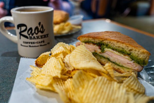 Rao's Bakery in Nederland TX Pesto turkey panini and chips
