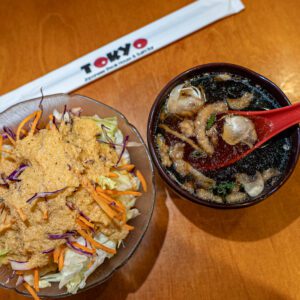 soup and salad at Tokyo Japanese Steak House and Sushi Bar in Port Arthur TX