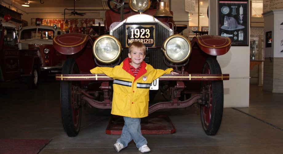 fire engine and boy
