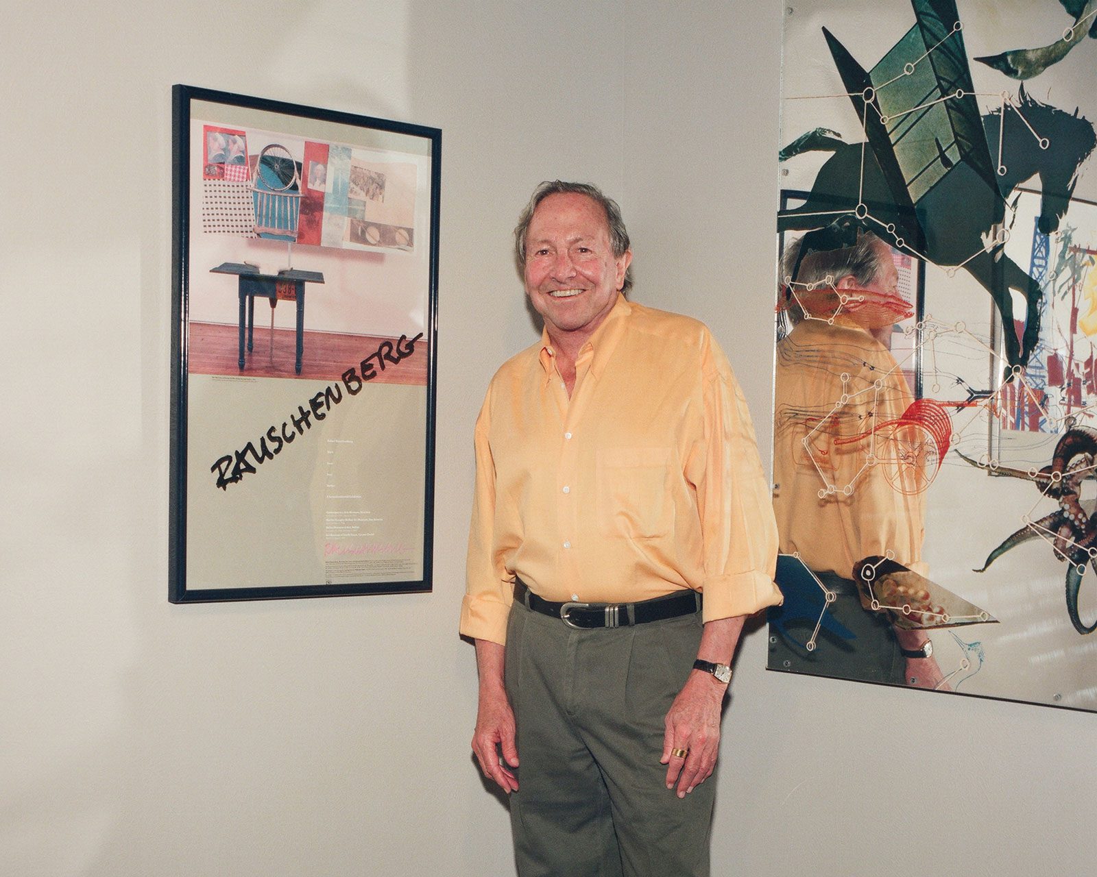 Robert-Rauschenberg-in-his-gallery Robert standing in his gallery at the Museum of the Gulf Coast