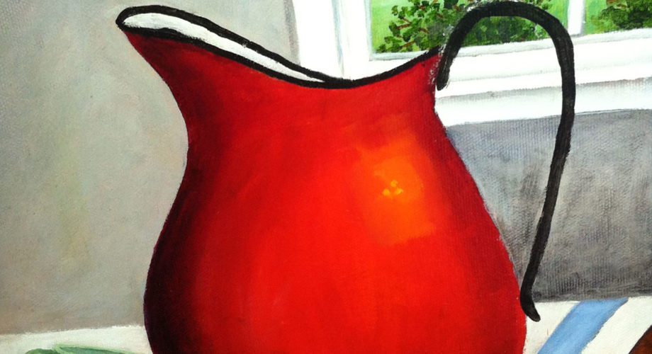painting of red vase