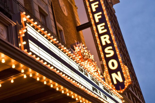 lighted jefferson theatre entry sign