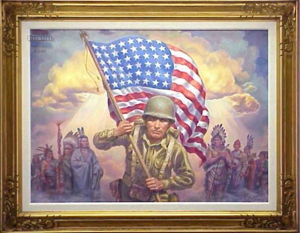 painting of a soldier holding a flag