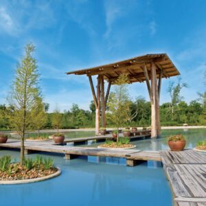 cypress pond and cover at shangri la botanical gardens