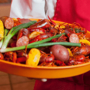 platter of fresh crawfish in port arthur, texas