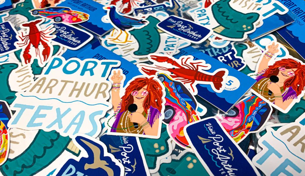 spread of port arthur, texas themed stickers