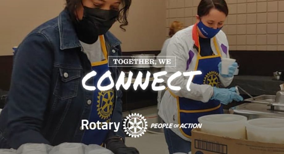 Rotary Club of Port Arthur logo with Taste of Gumbo background workers