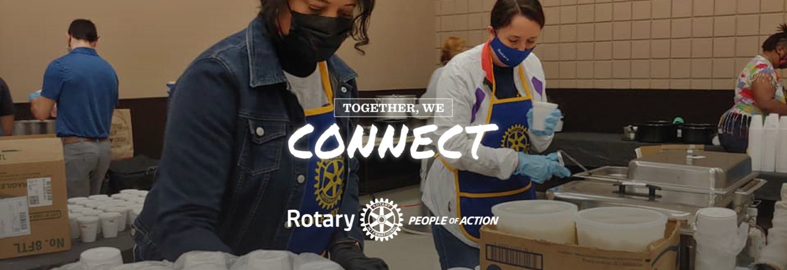 Rotary Club of Port Arthur logo with Taste of Gumbo background workers