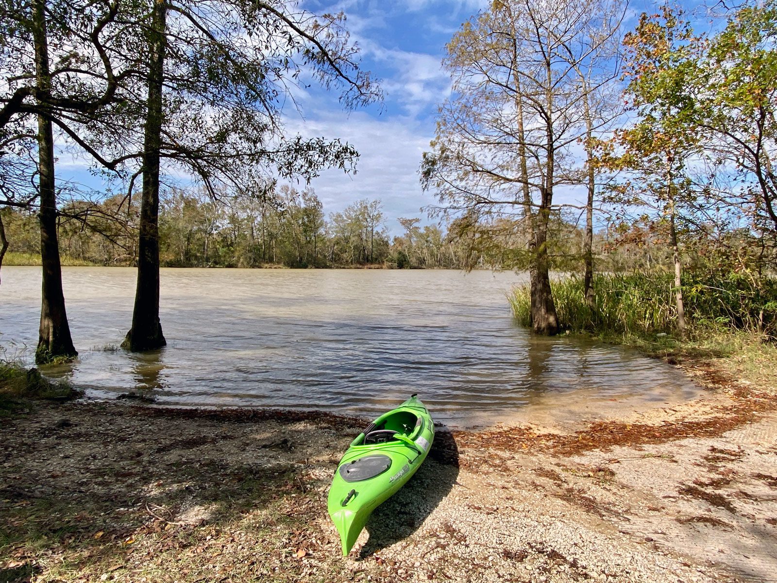 kayak on the shore in southeast texas