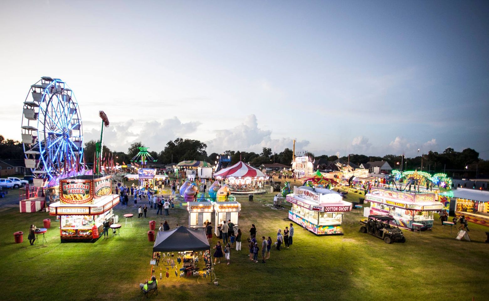 groves pecan festival grounds at night