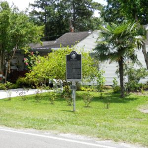 Janis Joplin's historical marker at her childhood home in Port Arthur, Texas