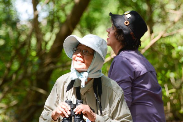 two women birding at sabine woods in port arthur texas