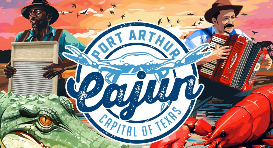 graphic art showcasing port arthur as the cajun capital of texas