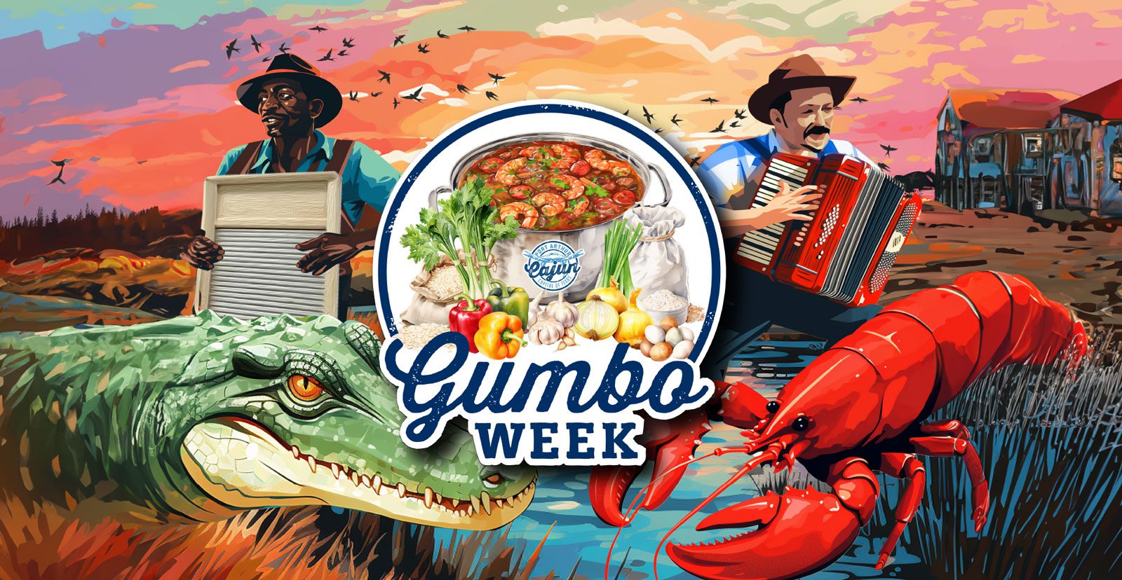 poster for gumbo week 2024 in port arthur texas