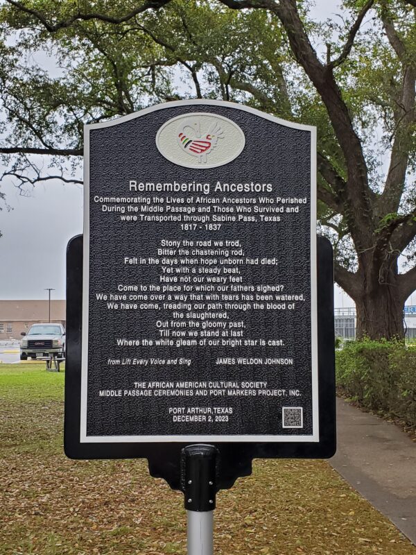 Middle Passage Marker at "Popeye" Holmes Park is one of only two in Texas