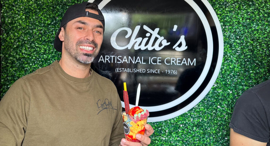 Chito's Artisanal Ice Cream in Port Arthur, TX worker smiles with deserts