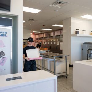 Crumbl Cookies in Nederland, TX employee serves cookies