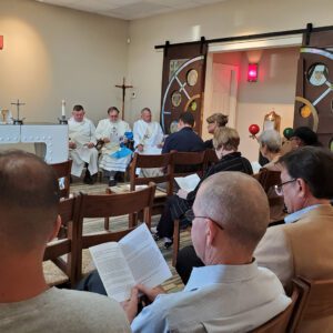 catholic mass inside the seafarer's center chapel in port arthur texas