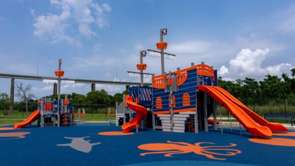 Lakefront Park in Port Arthur TX Pleasure Island pirate ship themed playground