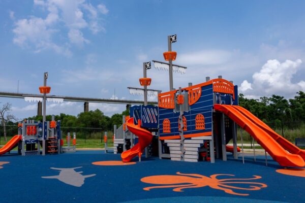 Lakefront Park in Port Arthur TX Pleasure Island pirate ship themed playground