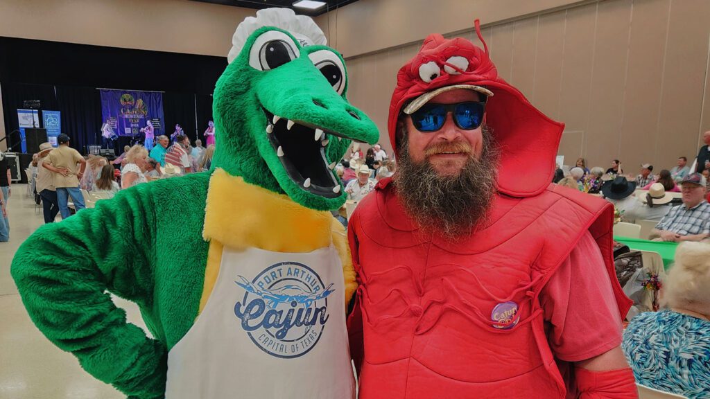 Allie Gator and Crawfish at Cajun Fest in Port Arthur Texas