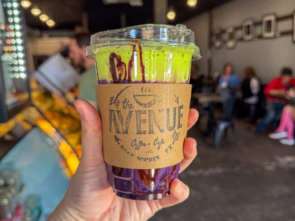 Big Purp latte at The Avenue Coffee & cafe in Nederland TX