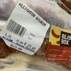 Bliss Box, alligator sausage package in cooler, in Port Arthur Texas
