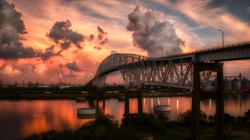 Martin Luther King Bridge that connects Port Arthur to Pleasure Island in Texas.