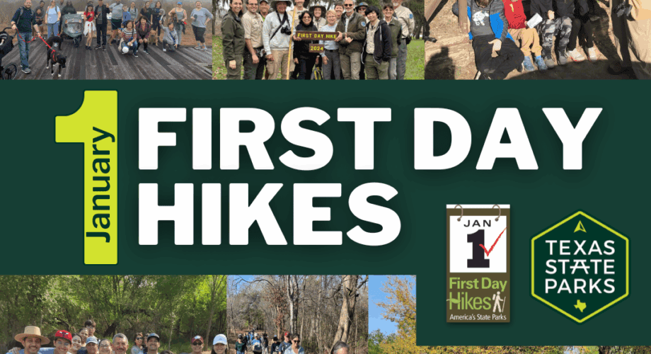 collage reflecting first day hikes at Texas State Parks, 2025