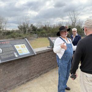Big Thicket Outlaws reenactor at Spindletop Viewing Platform on 125th anniversary. The Big Hill Panel