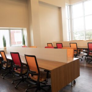 coworking space with chairs and window