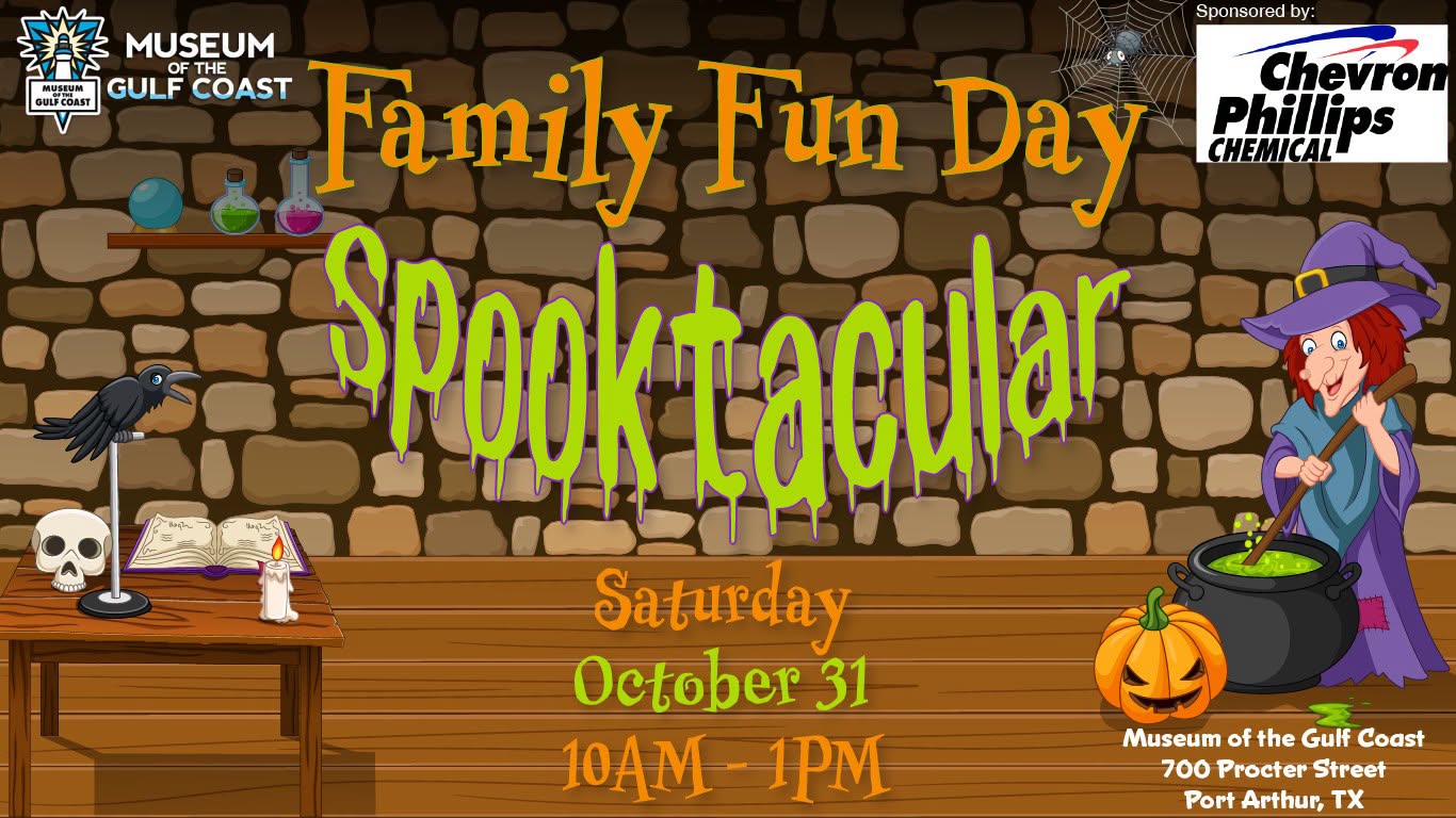 Museum of the Gulf Coast Spooktacular Family Fun Day poster for 2026